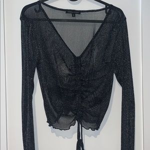 Black sparkly see through blouse